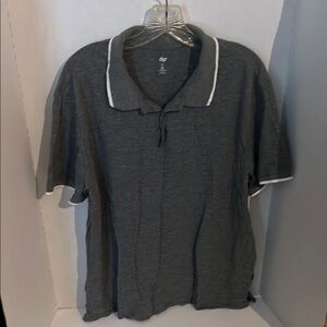 dip Gray Polo Shirt with White Piping and Short Sleeves